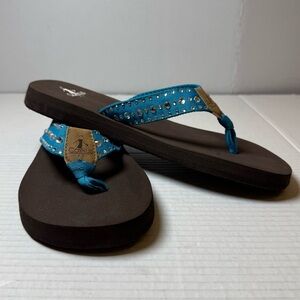 Corkys Teal Studded Flip Flops